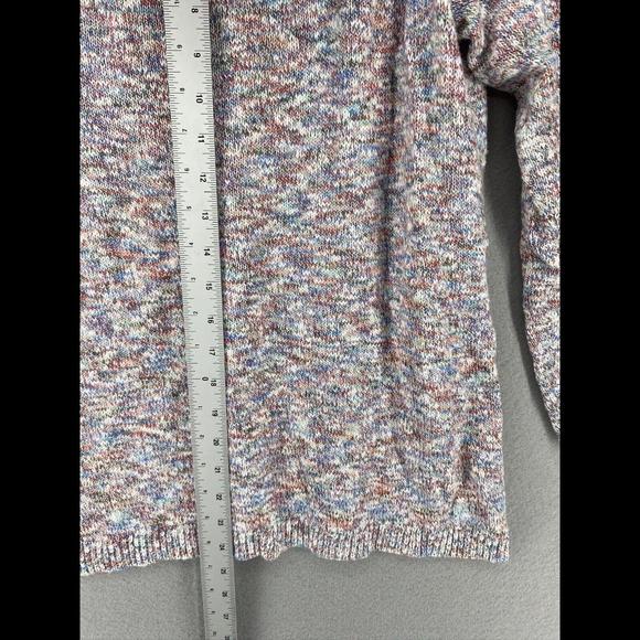 J. Jill Knit Sweater Womens Medium Multicolor Marled Hooded V Neck Tunic Top - Picture 4 of 7